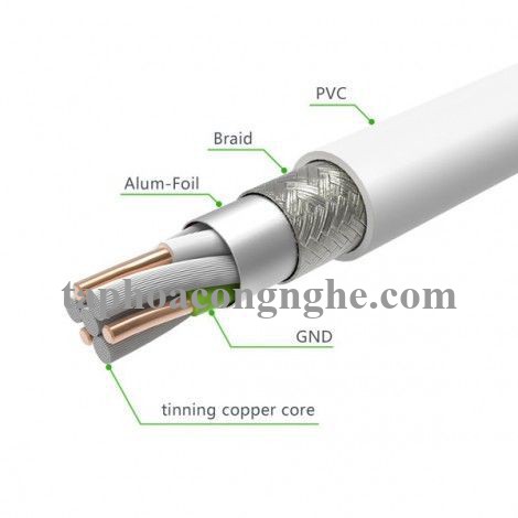 Ugreen 80313 50CM màu trắng cáp Lightning ra Usb 0.5M mạ nickel chống nhiễu có chíp MFI chính hãng US155 30080313